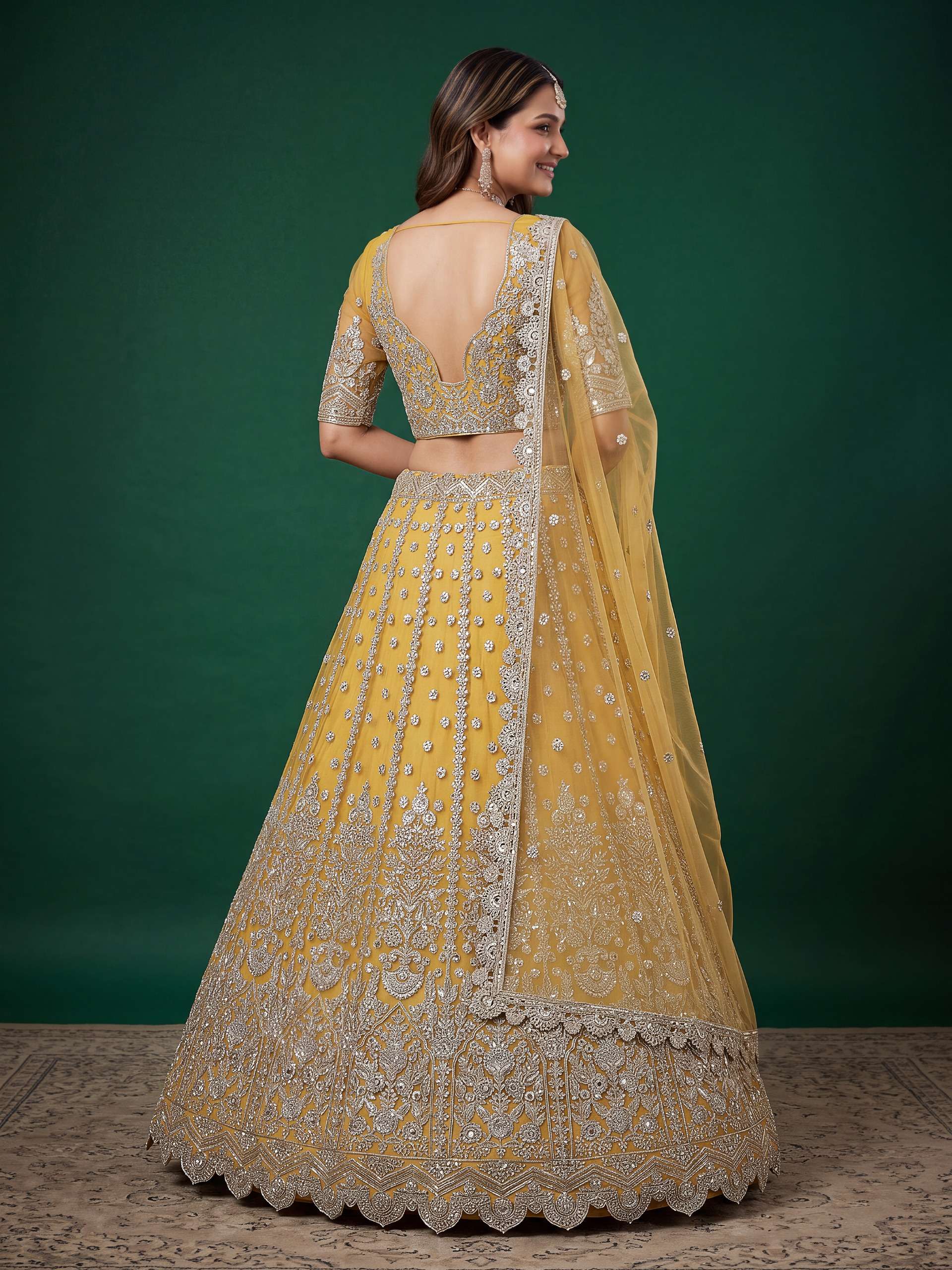 Mustard Gold colour made of Soft Net fancy fabric lehenga choli with Regal Embroidered work on wholesale in surat 6013 Yellow Mustard Gold colour made of Soft Net fancy fabric lehenga choli with Regal Embroidered work on wholesale in surat 6013 Yellow